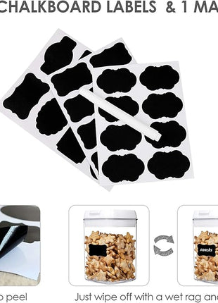 Vtopmart 6 PCS Airtight Food Storage Containers, BPA Free Plastic Snack Containers with Easy Lock Lids, for Kitchen Pantry Organization and Storage, Include 24 Labels, 0.8L