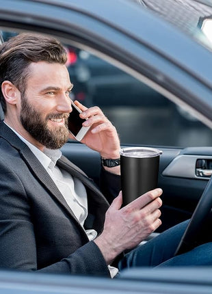 VEGOND 20oz Tumbler Bulk with Lid and Straw 1 Pack, Stainless Steel Vacuum Insulated Tumbler, Double Wall Coffee Cup Travel Mug, Black