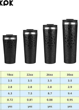 BJPKPK 26oz Insulated Tumbler With lid And Straw Stainless Steel Tumblers Travel Coffee Mug Reusable Thermal Cup,Black Leopard