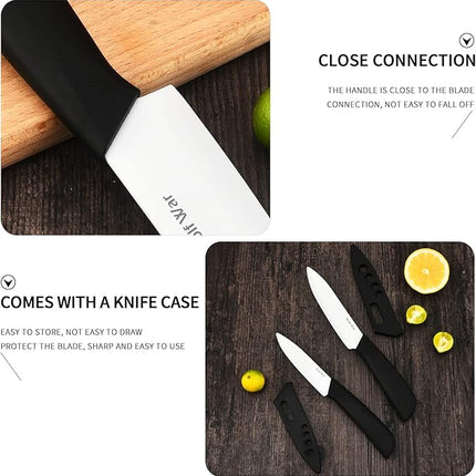 Kitchen Ceramic Knife Set Professional Knife With Sheaths, Super Sharp Rust Proof Stain Resistant (6" Chef Knife, 5" Utility Knife, 4" Fruit Knife, 3" Paring Knife, One Peeler)