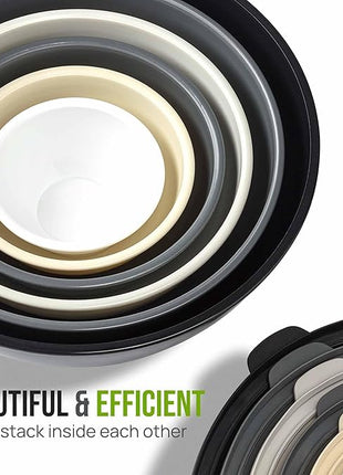 Zulay Kitchen 12 Piece Plastic Mixing Bowls with Leak-Proof Lids Set - Microwave and Freezer Safe Kitchen Mixing Bowls for Preparing, Serving and Storing - Large Nesting Bowls (Midnight Ombre)