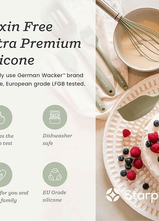 StarPack 'Scrape & Stir' Silicone Spatula Set (4 Pcs) - Heat Resistant Spatula Set 600°F - Food Grade Kitchen Spatulas - Nonstick Silicone Baking & Cooking Spatulas - Rubber Turner Set for Kitchen Use