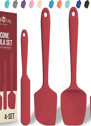 Silicone Spatula Set - 4-Piece Rubber Spatulas Silicone Heat Resistant 600°F for Everyday Task - Seamless Design Kitchen Spatulas for Nonstick Cookware - Red