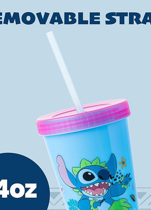Silver Buffalo Disney Lilo and Stitch Tropical Poses 4 Pack Color Change Plastic Tumbler, 24 Ounces