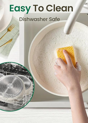 Chef Power Ceramic Cookware Set Non Toxic with Detachable Handles, Healthy Nonstick Pans and Pots Set 19 Pcs, Induction Dishwasher Oven Safe Kitchen Set, PFAS PFOA & PTFE Free, Cream White