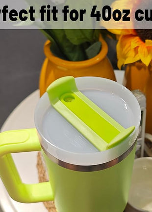 40 OZ Tumbler Lid Replacement Fit for Stanley Cup, 2 Pack Replacement Lids Fit for Stanley Travel Tumbler, Spill Proof Tumbler Covers for Stanley Cup Accessories (Opaque - Bright Lime)