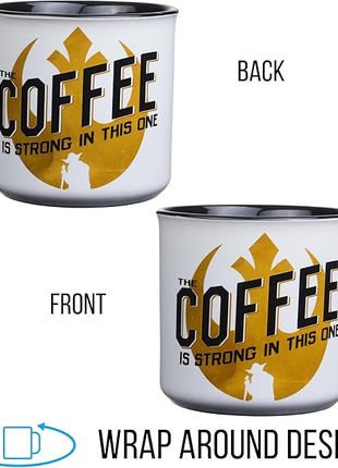 Silver Buffalo Star Wars The Coffee is Strong In This One Ceramic Camper-Style Coffee Mug, 20-Ounces
