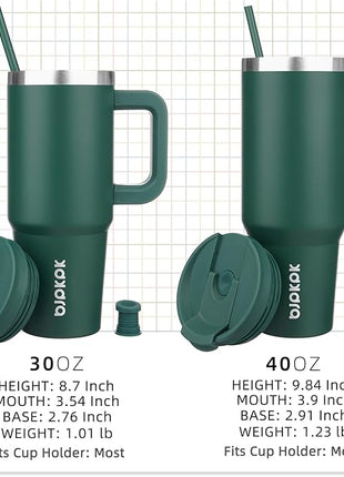 BJPKPK Insulated Tumblers With Handle And Straw 30 oz Stainless Steel Tumbler Cups With Lid,Army Green
