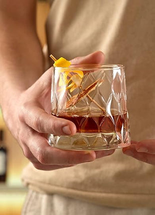 Pasabahce Premium Whiskey Glasses Set Of 4 - Exclusive Cocktail, Scotch, Bourbon, Liquor, Rum Glasses - Old Fashioned Glasses - 10.25 Oz Drinking Glasses - Perfect for Parties, Gifts