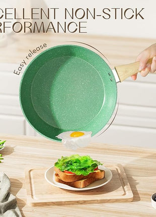 Innerwell Nonstick 11 Inch Skillet, Aluminum, Ergonomic Handle, Non-Toxic, Safe, Healthy, Easy Clean, Suitable for All Stovetops