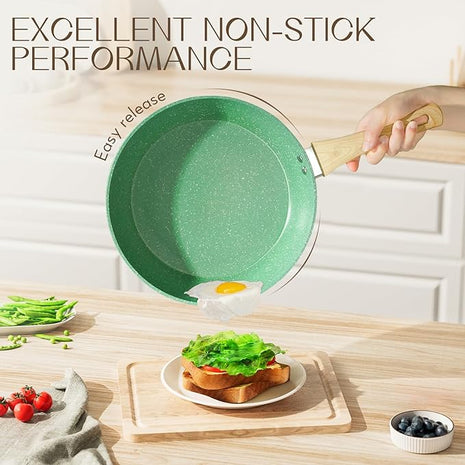 Innerwell Nonstick 11 Inch Skillet, Aluminum, Ergonomic Handle, Non-Toxic, Safe, Healthy, Easy Clean, Suitable for All Stovetops