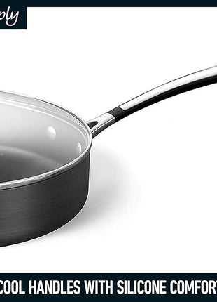 Calphalon 10-Piece Non-Stick Kitchen Cookware Set Black Pots & Pans with Stay-Cool Stainless Steel Handles Hard-Anodized Aluminum for Even Heating