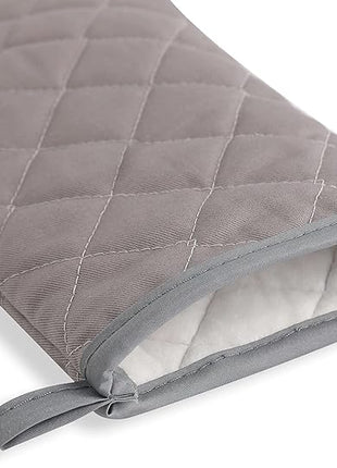 Oven Mitts and Pot Holders 4 pcs Set,High Heat Resistant 500 Degree Extra Thicken Long Kitchen Cotton Oven Glove for Cooking (12 Inch,Grey)