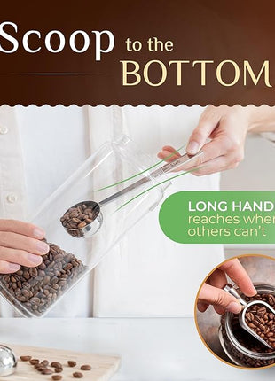 Orblue Premium Coffee Scoop Set - 1 Tbsp (15ml) & 2 Tbsp (30ml) Measuring Tablespoon - Stainless Steel Coffee Measuring Spoon and Scooper with Long Handles - Pack of 2