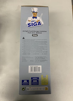 MR.SIGA 4 Pack Airtight Food Storage Container Set, BPA Free Kitchen Pantry Organization Canisters with One-handed Leak Proof Lids, 1L / 33.8oz, Medium, Gray