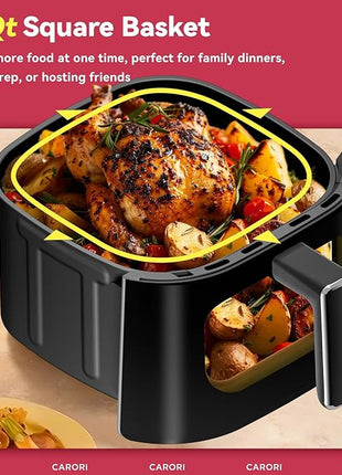 Air Fryer 14-in-1 with Viewing Window, 6Qt Large Capacity, 392℉ Max Crisp, Airfryer No Filping Dual Heating, Bake, Roast, Dehydrate, Reheat, 1700W Fast Even Easy Meals, Nonstick Dishwasher Safe Basket