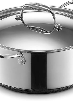 HexClad Hybrid Nonstick 5-Quart Dutch Oven with Stainless Steel Lid, Stay-Cool Handles, Dishwasher-Friendly, Oven-Safe Up to 900°F, Induction Ready, Compatible with All Cooktops