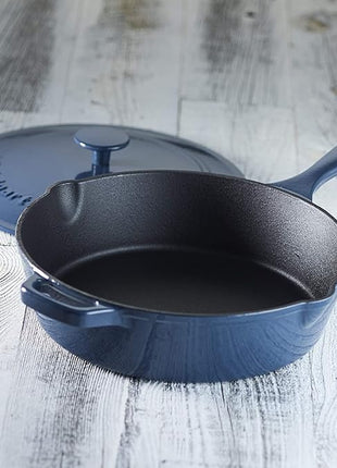 Cuisinart Cast Iron Pan, 12" Chicken Fryer, Enameled Provencial Blue