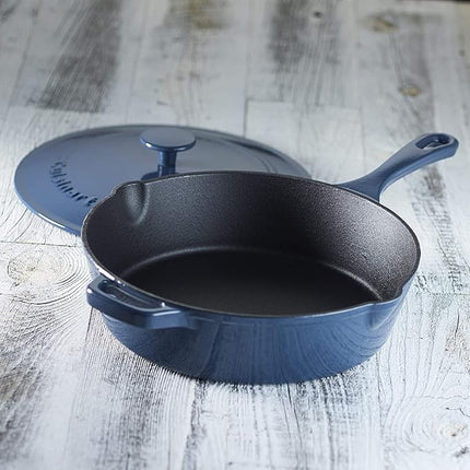 Cuisinart Cast Iron Pan, 12" Chicken Fryer, Enameled Provencial Blue