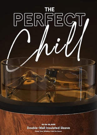 asobu Whiskey Sleeve Glass – Insulated Bourbon Tumbler with Premium Rocks Glass, BPA-Free, Double-Wall Stainless Steel, Keeps Drinks Cold Longer, 10.5oz