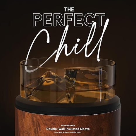 asobu Whiskey Sleeve Glass – Insulated Bourbon Tumbler with Premium Rocks Glass, BPA-Free, Double-Wall Stainless Steel, Keeps Drinks Cold Longer, 10.5oz