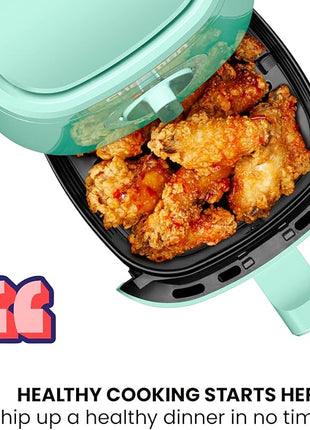 Chefman TurboFry 2-Quart Air Fryer, Dishwasher Safe Basket & Tray, Use Little to No Oil For Healthy Food, 60 Minute Timer, Fry Healthier Meals Fast, Heat And Power Indicator Light, Temp Control, Mint