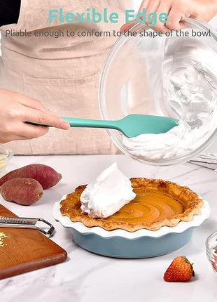 Heat Resistant Silicone Spatula Set: U-Taste 600ºF High Temp Seamless Food Grade Utensil, Flexible Rubber Silicon Kitchen Cooking Mixing Baking Scraper for Nonstick Cookware Set of 4 (Aqua Sky)