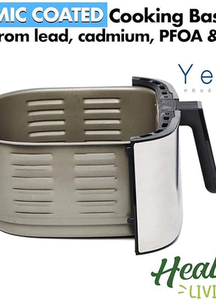Yedi Evolution Air Fryer, 6.8 Quart, Stainless-Steel Finish, Ceramic Cooking Basket, with Deluxe Accessory Kit and Recipe Book