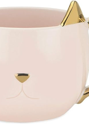Pinky Up Chloe Cat Ceramic Coffee Mug, Tea Cups, Travel Mugs for Cappuccino, Latte, Hot Chocolate, Milk, Herbal Teas, 12 oz, Set of 1, Pink