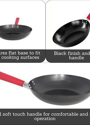 Imusa USA Inch, Red PAN-10046 12" Nonstick Carbon Steel Wok, Handle