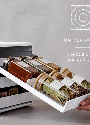 YouCopia SpiceStack Adjustable Spice Rack Organizer, Pull-Down 18-Bottle Seasonings and Spices Holder for Kitchen Cabinet and Pantry Organization with 104 Included Labels