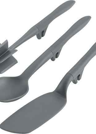 Rachael Ray Tools and Gadgets Lazy Crush & Chop, Flexi Turner, and Scraping Spoon Set / Cooking Utensils - 3 Piece, Gray