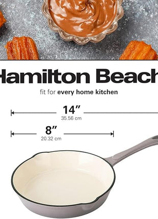 Hamilton Beach Enameled Cast Iron Fry Pan 8-Inch Navy (Gray, Fry 8-Inch)