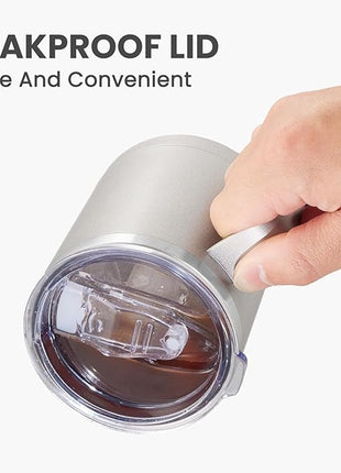 MEWAY 12oz Coffee Mug With Handle 8 Pack Bulk,Stainless Steel Insulated Travel Tumblers With Sliding Lid,Double Wall Vacuum Camping Cup for Hot & Cold Drinks Tea (Cold Grey,Set of 8)