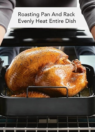 KitchenAid Hard Anodized Roasting Pan/Roaster with Removable Rack, 13 Inch x 15.75 Inch - Matte Black