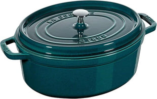 STAUB 1003842 Cast Iron Roaster/Cocotte, Oval 33 cm, 6.7 L, La Mer