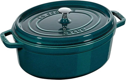 STAUB 1003842 Cast Iron Roaster/Cocotte, Oval 33 cm, 6.7 L, La Mer