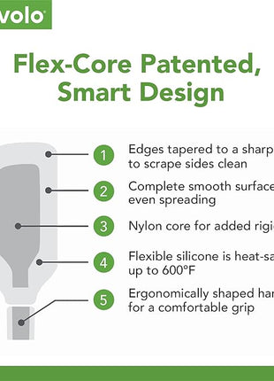 Tovolo Flex-Core Silicone Spatula Jar Scraper - Long-Handled Rubber Spatula with Angled Head for Scooping & Scraping - Heat-Resistant Spatulas for Kitchen Use, Dishwasher Safe & BPA-Free