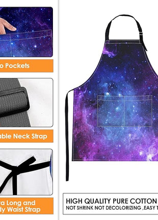 Britimes Space Purple Universe Planet Apron Home Kitchen Cooking Baking Gardening for Women Men with Pockets 32x28 inch