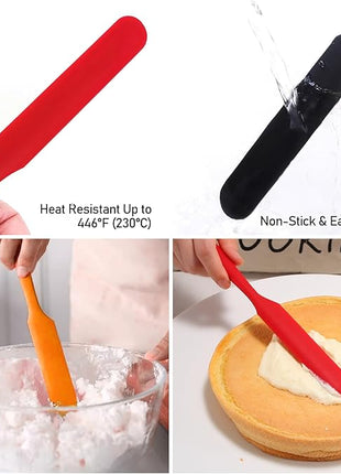 4 Pcs Silicone Jar Spatulas, Non-Stick Heat Resistant Cake Cream Spatulas Set, 9.8 inch Cake Cream Butter Spatulas(4 colors）