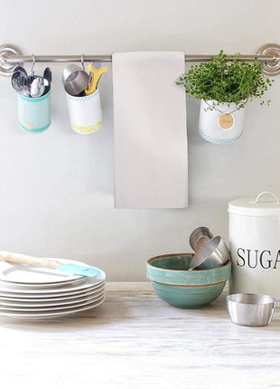 Urban Villa Kitchen Towels 100% Cotton White Color Dish Towels for Kitchen Size 20x30 inches(Set of 3) Highly Absorbent Mutiuse Dish Cloths with Hanging Loop Quick Drying Soft Hand &TeaTowels