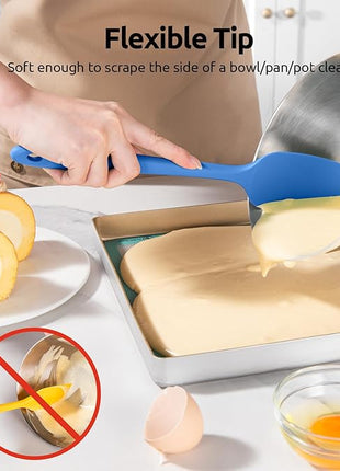 U-Taste Silicone Spoon Spatula Set, 600ºF High Heat Resistant Food Grade Flexible Rubber Scraper, Cooking Mixing Baking Kitchen Utensils Set of 3 (Multicolors)