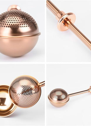 HULISEN Flour Duster for Baking, One-Handed Operation, 304 Stainless Steel Powdered Sugar Shaker Duster, Pick Up and Dust Flour Sifter, Gift Package, Brown