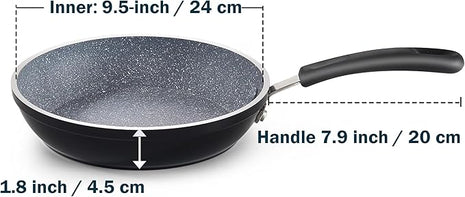 Cook N Home 10 Inch Nonstick Fry Pan, Skillet with Stay Cool Silicone Handle, Heavy Gauge Aluminum, Induction Compatible, Oven Safe, Easy Clean Frying Pan