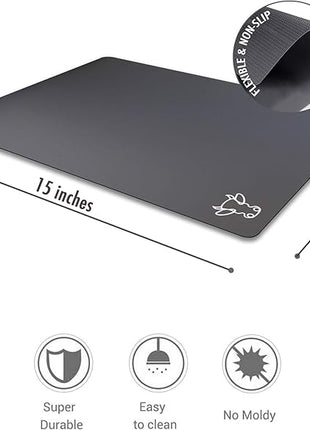 Fotouzy Flexible Plastic Cutting Board Mats with Food Icons, BPA-Free, Non-Porous, 100% Non-slip Back and Dishwasher Safe, Unique Modern Neutral Colors, Set of 4 Gray
