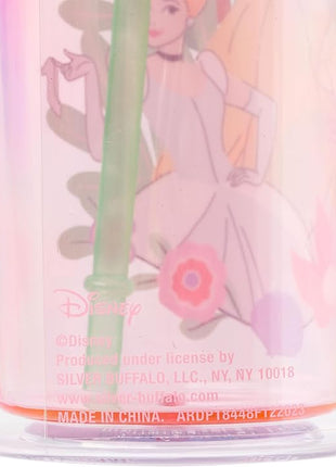 Silver Buffalo Disney Princess Featuring Moana, Rapunzel, Ariel, Tiana, Belle, and Cinderella Plastic Tall Cold Cup with Lid and Straw, 20 Ounces