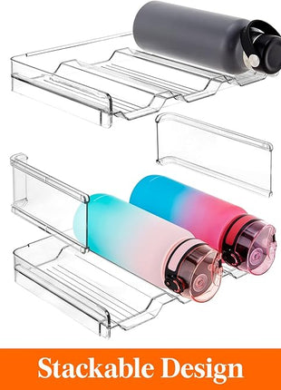 Lifewit Water Bottle Organizer, Stackable Kitchen Pantry Organization and Storage, 12-Bottle Plastic Holder, Countertop 4Pack, Modern Design