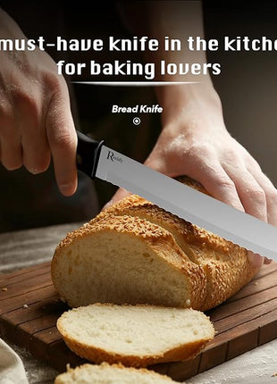 Kitchen Knife Set with Block, 7 Pieces Chef Knife Set with Knives, Scissor, Block for Meat/Vegetables/Fruits Chopping, Slicing, Dicing&Cutting