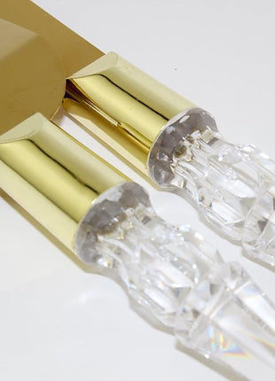 Adorox Elegant Cake Knife and Server Set - Stainless Steel with Crystal Handle - Perfect for Weddings & Anniversaries,and Special Celebrations (Gold)