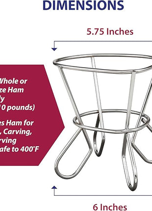HIC Kitchen Roasting Wire Spiral Ham Roasting Rack, Chrome-Plated Steel, For Baking And Carving Ham Up To 10-Pounds